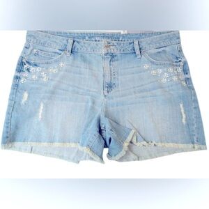 Jennifer Lopez Blue Jean Shorts Distressed Mid-Rise